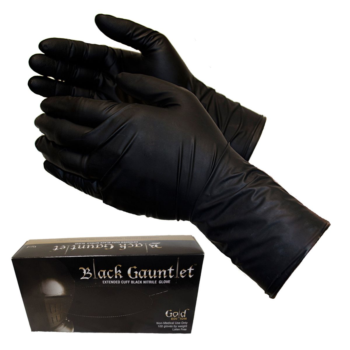 ShuBee Black Gauntlet Gold Edition Nitrile Gloves Case